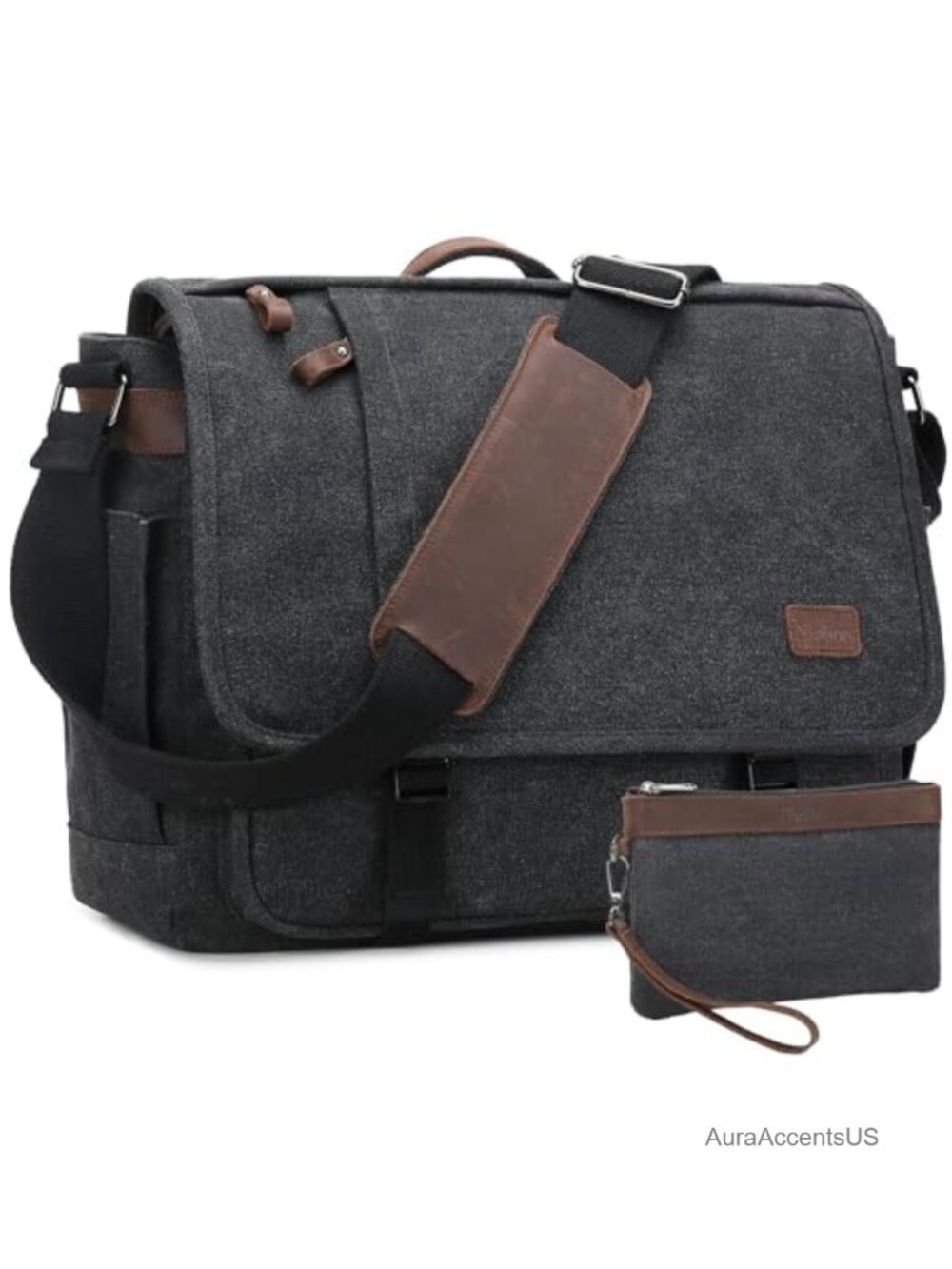 Nerlion Water-Resistant Canvas Messenger Bag 17.3 Inch Laptop Shoulder Bag